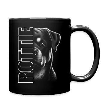 Portrait du rottweiler avec lettres ROTTIE - Mug uni - noir - Droite