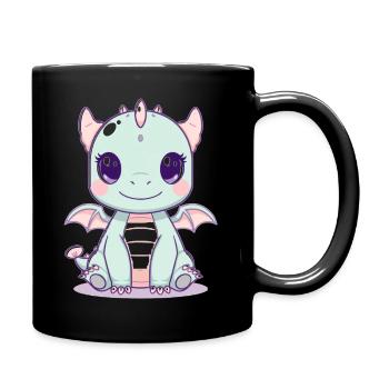 Mint dragon with wings - Full Colour Mug - black - Right