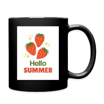 Hello Summer Strawberries - Full Colour Mug - black - Right