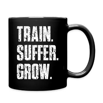 Train Suffer Grow Grunge Motto - White - Full Colour Mug - black - Right