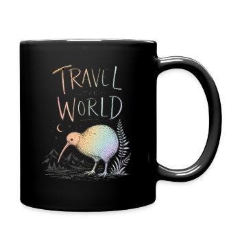 Voyagez autour du monde avec un oiseau coloré - Mug uni - noir - Droite