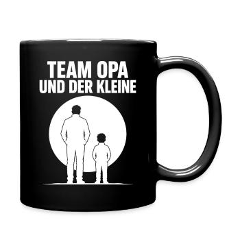 Team Opa und der Kleine – Familien Silhouette Art - Tasse einfarbig - Schwarz - Rechts