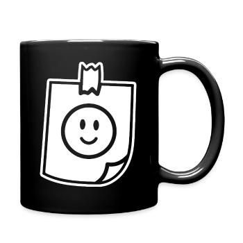 Fröhlicher Zettel Klebeband Gute Laune - Tasse einfarbig - Schwarz - Rechts