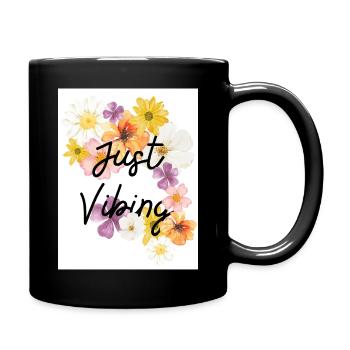 Just Vibing Blumenkranz - Tasse einfarbig - Schwarz - Rechts