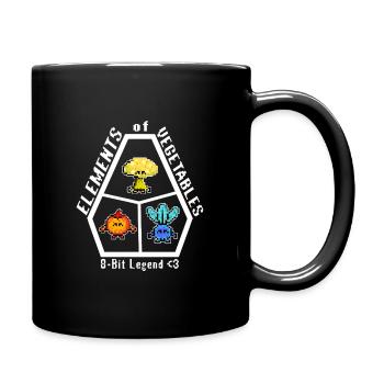 Elements of Vegetables, 8-Bit Legend, Pixel Gemüse - Tasse einfarbig - Schwarz - Rechts