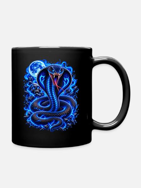 Blaue Neon Kobra - Tasse einfarbig - Schwarz