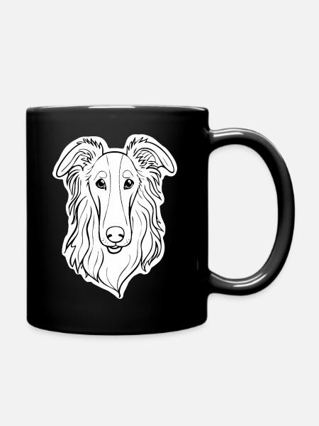 Barsoi-Windhund (Nah/Porträt) - Tasse einfarbig - Schwarz