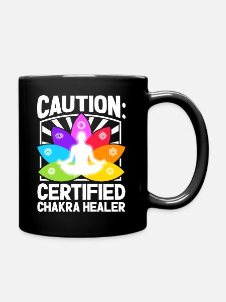 Vorsicht - Chakra-Profi - Tasse einfarbig - Schwarz