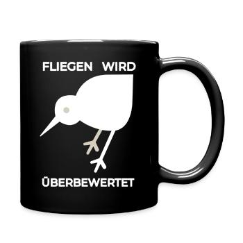 Überbewertet: Weiße KIWI Illustration  - Tasse einfarbig - Schwarz - Rechts