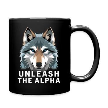  Unleash The Alpha Wolf Motivationsspruch Alpha - Tasse einfarbig - Schwarz - Rechts