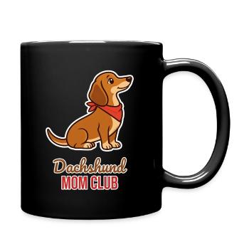 Dackel Mama Club – Süßer Dackel mit Halstuch - Tasse einfarbig - Schwarz - Rechts