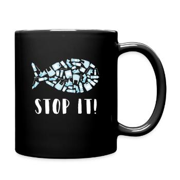 Inondation plastique océan mer animaux environnement upcycling - Mug uni - noir - Droite