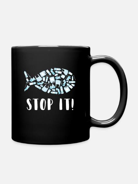 Inondation plastique océan mer animaux environnement upcycling - Mug uni - noir