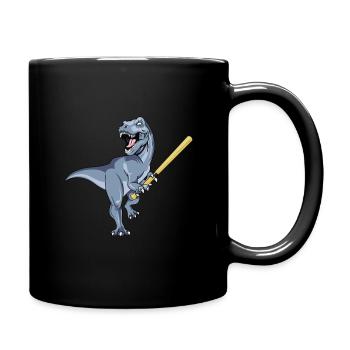 Dinosaur Baseball Dino Batter Trex Softball - Full Colour Mug - black - Right