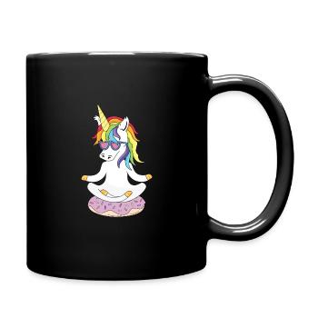 Unicorn Donut Dino Doughnut Kids Glazed Sweets - Full Colour Mug - black - Right