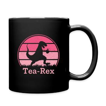Tea-Rex Dino T-Rex Dinosaur with Teacup - Full Colour Mug - black - Right
