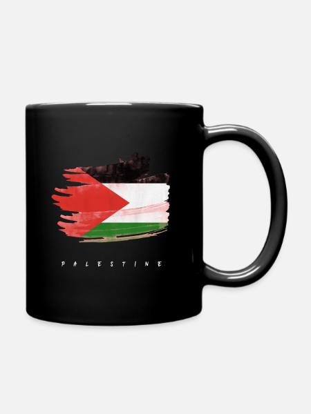 Palestine Palestinian Flag Watercolors - Full Colour Mug - black