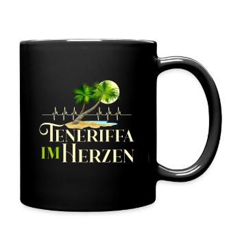 Teneriffa im Herzen Herzschlag Kanaren Spanien - Tasse einfarbig - Schwarz - Rechts