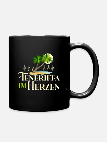 Teneriffa im Herzen Herzschlag Kanaren Spanien - Tasse einfarbig - Schwarz