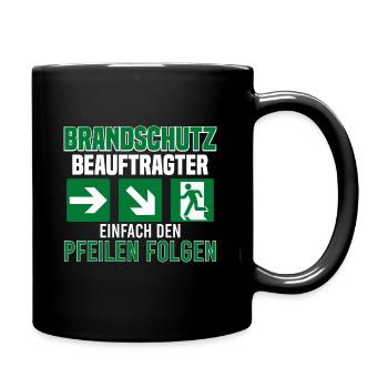 Brandschutzbeauftragter Brandschutz Pfeile - Tasse einfarbig - Schwarz - Rechts