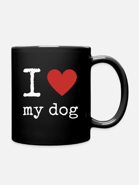 I Love My Dog Cute Gift Idea For Dog Owners - Full Colour Mug - black