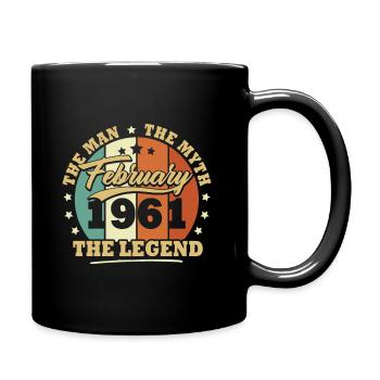 February 1961, 62 years old Birthday Man woman - Full Colour Mug - black - Right