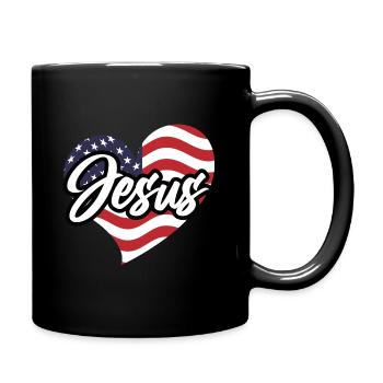 Jesus Heart American flag - Full Colour Mug - black - Right