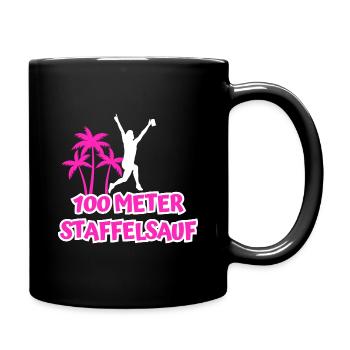 100 Meter Staffel Sauf - Tasse einfarbig - Schwarz - Rechts