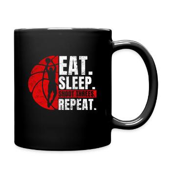 Basketball Eat Sleep Shoot Threes Repeat Sport - Full Colour Mug - black - Right