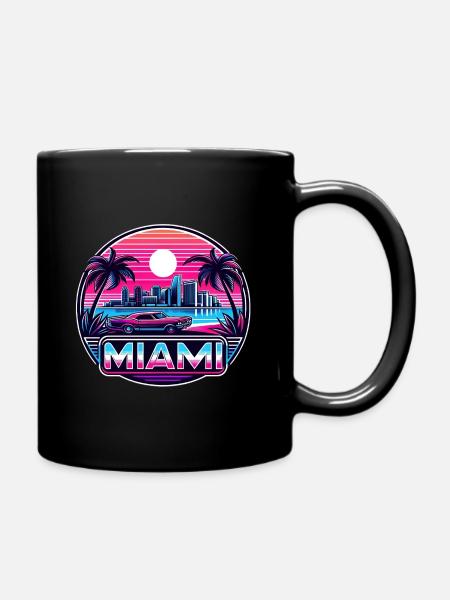 Miami Retro Wave des années 80 Design Vintage - Mug uni - noir