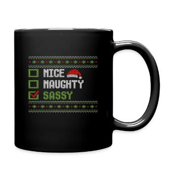 Christmas Funny Humor Witty Nice Naughty Sassy - Full Colour Mug - black - Right