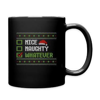 Christmas Humor Funny Nice Naughty Whatever - Full Colour Mug - black - Right