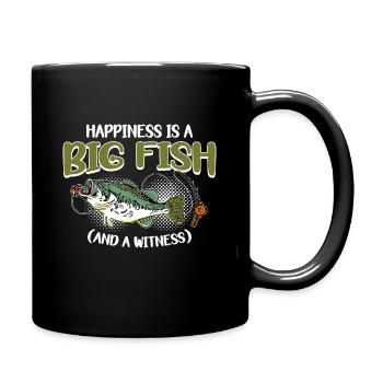Angler Fishing Gift Idea Happiness Is A Big Fish - Full Colour Mug - black - Right