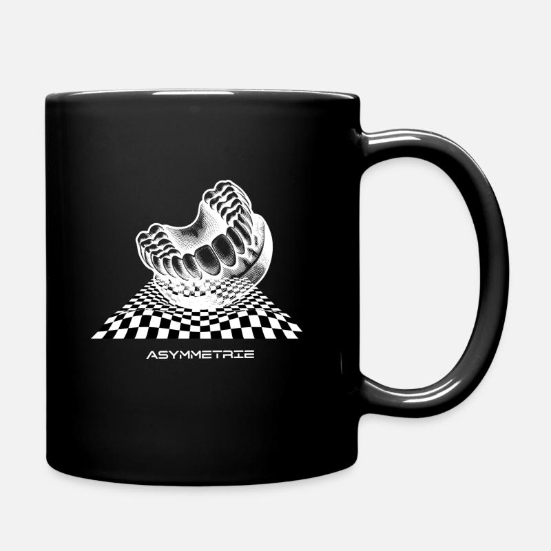 Asymmetrie Design, Zähne und Schachbrettmuster - Tasse einfarbig - Schwarz