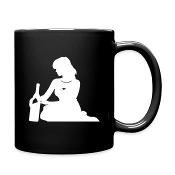 Silhouette Frau Drinking - Tasse einfarbig - Schwarz - Rechts