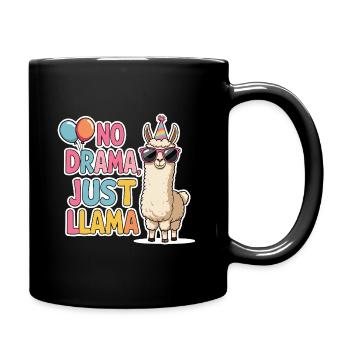 Casual llama with party hat - Full Colour Mug - black - Right