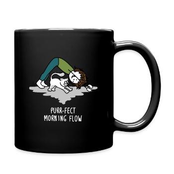 Purrfect morning flow - Yoga Cat white - Full Colour Mug - black - Right
