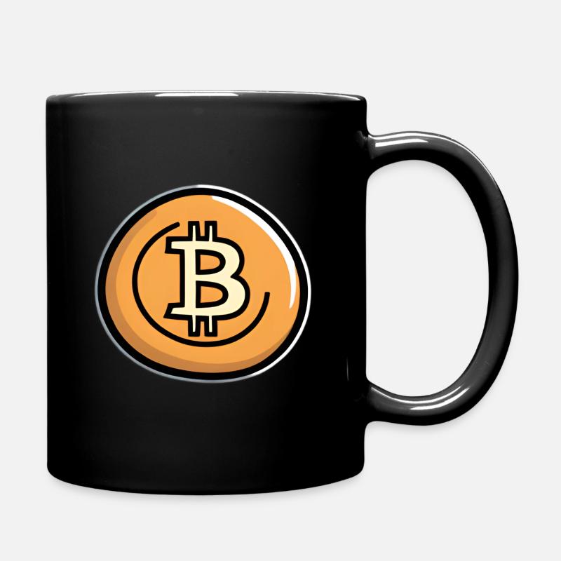 Bitcoin Coin Art Emblem - Full Colour Mug - black