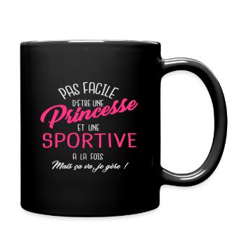 Princesse et sportive - Mug uni - noir - Droite