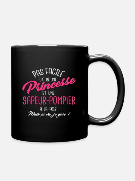 Princesse et sapeur-pompier - Mug uni - noir