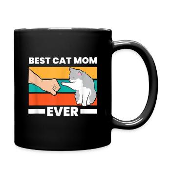 beste Katzen Mutter Cat mom Geschenk - Tasse einfarbig - Schwarz - Rechts