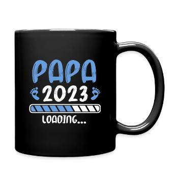 Schwangerschaft 2023 Werdender Papa Geschenk - Tasse einfarbig - Schwarz - Rechts