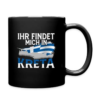 Ihr findet mich in Kreta Griechenland Urlaub - Tasse einfarbig - Schwarz - Rechts