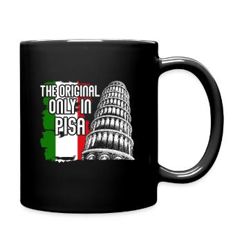 Schiefe Turm von Pisa Spruch Italien - Tasse einfarbig - Schwarz - Rechts