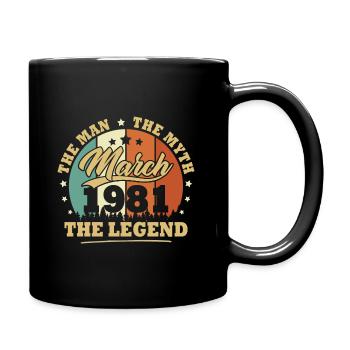 March 1981, 42 years old Birthday Man woman - Full Colour Mug - black - Right