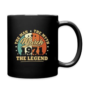 March 1971, 52 years old Birthday Man woman - Full Colour Mug - black - Right