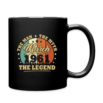 March 1961, 62 years old Birthday Man woman - Full Colour Mug - black - Right