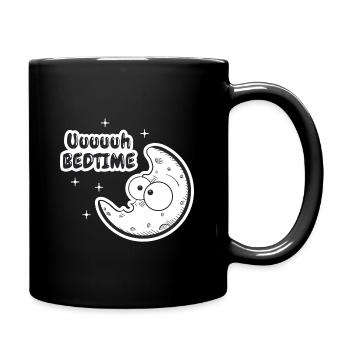 Der Mond sieht alles - Uuuuh bedtime - Spruch - Tasse einfarbig - Schwarz - Rechts
