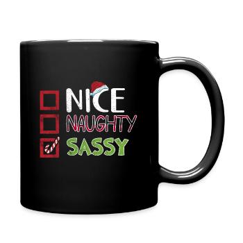 Christmas Funny Witty Humor Nice Naughty Sassy - Full Colour Mug - black - Right