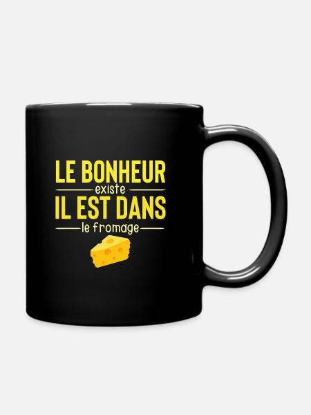 Le Bonheur Existe Blague Amateur Fromage Humour - Mug uni - noir